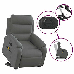 Maison Chic Fauteuil Relax pour salon, Fauteuil inclinable de massage électrique Gris foncé Tissu -GKD84711 pas cher