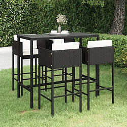 Maison Chic Ensemble de bar de jardin 5 pcs et coussins,Table + chaises + coussins de jardin Résine tressée Noir -GKD151806