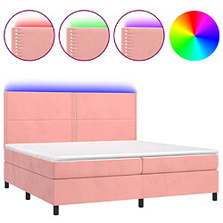 vidaXL Sommier à lattes de lit matelas et LED Rose 200x200 cm Velours