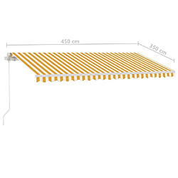 vidaXL Auvent manuel rétractable avec LED 450x350 cm Jaune et blanc pas cher