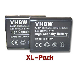 vhbw set 2 batteries 950mAh appareil photo Sony Cybershot DSC-H3, DSC-H7, DSC-H9, DSC-H20, DSC-H50, DSC-H55, DSC-H70, DSC-H90 remplace NP-BG1, NP-FG1