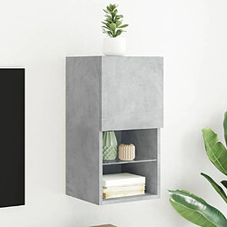 Maison Chic Meuble TV avec lumières LED, Banc TV pour salon, Meuble de rangement gris béton 30,5x30x60 cm -GKD47756