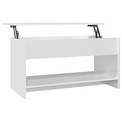 vidaXL Table basse blanc brillant 102x50x52,5 cm bois d'ingénierie