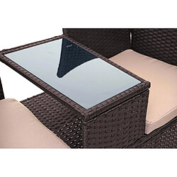 Acheter Mendler Banc avec table en polyrotin HWC-E24, banquette de jardin, meuble de jardin 132cm ~ marron, coussin crème