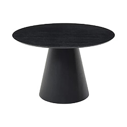 Vente-Unique Table à manger ronde 4 personnes placage frêne - Noir - ANTALIZA