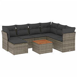 vidaXL Salon de jardin 8 pcs avec coussins gris résine tressée