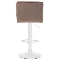 Acheter Decoshop26 Tabouret de bar chaise haute x 1 avec coutures décoratives carrées assise en velours marron pieds en métal blanc 10_0005335