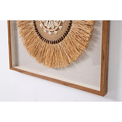 Avis Pegane Tableau vitrine, sculptés en fibres naturelles et coquillages avec cadre en bois chêne - Longueur 100 x Profondeur 5 x Hauteur 100 cm