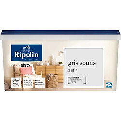 RIPOLIN Peinture Murale Toutes Pieces - Gris Souris Satin, 2,5L