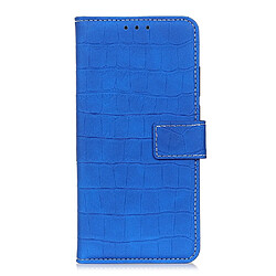 Wewoo Coque Etui à rabat en cuir à texture croco magnétique pour iPhone 11 avec support et logements cartes et porte-monnaie bleu