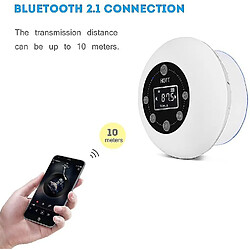 Universal Haut-parleur YH-Bluetooth, haut-parleur Bluetooth sans fil avec radio FM, appel mains libres, haut-parleur de musique imperméable IPX4 avec aspiration dans la salle de bain (blanc)