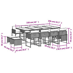 vidaXL Ensemble à manger de jardin 13 pcs coussins noir résine tressée pas cher