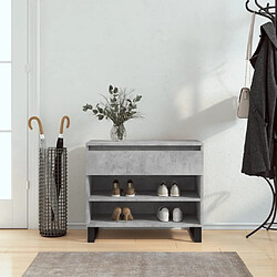 Maison Chic Armoire à Chaussures Gris béton,Meuble de Rangement à Chaussures 70x36x60 cm Bois d'ingénierie -MN16603