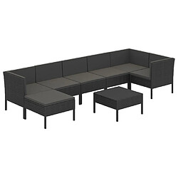 vidaXL Salon de jardin 8 pcs avec coussins résine tressée noir