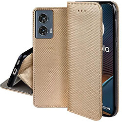 Htdmobiles Housse etui portefeuille avec coque interieure en silicone pour Motorola Edge 50 Fusion 5G + verre trempe - OR MAGNET pas cher