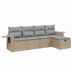 Maison Chic Ensemble à manger d'extérieur 5 pcs avec coussins,Salon de jardin,Mobilier de jardin mélange beige résine tressée -GKD803245