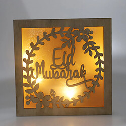 Avis Eid Carré En Bois LED Lampe Table Maison Chevet Décor Lumières Musulmanes Style Blanc Chaud 1