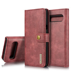 Wewoo Housse Coque Etui en cuir Crazy Horse Texture Flip détachable magnétique avec support et fentes pour cartes et portefeuille Galaxy S10 5G Rouge