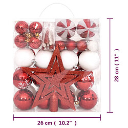 vidaXL Ensemble de boules de Noël 64 pcs Rouge et blanc pas cher