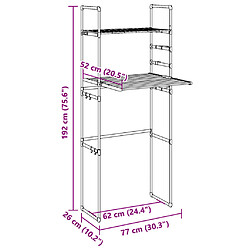 vidaXL Étagère pour machine à laver 77x52x192 cm aluminium pas cher