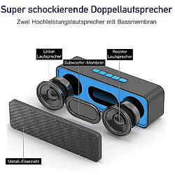 Universal Haut-parleur Bluetooth sans fil, haut-parleur Bluetooth 5.0 portable avec basse à double pilote, stéréo 3D, radio FM, fonctions mains libres (noir)