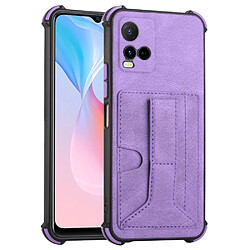 Coque en TPU + PU avec béquille et porte-carte, violet pour votre Vivo Y33s/Y21 (2021)/Y21s (2021)