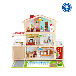 Hape Maison de Poupées, Maison 10 Pièces en Bois avec Accessoires pour les enfants