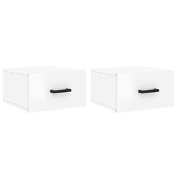 Maison Chic Lot de 2 Tables de Chevet murales - Tables de Nuit blanc brillant 35x35x20 cm