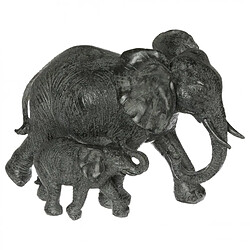 Statue Éléphant en Résine 15cm Gris Foncé