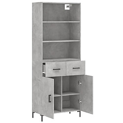 Avis vidaXL Buffet haut Gris béton 69,5x34x180 cm Bois d'ingénierie