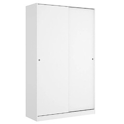 Pegane Armoire à portes coulissantes coloris blanc brillant - Longueur 120 x Profondeur 50 x Hauteur 204 cm