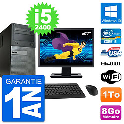 PC Tour Dell 390 MT Ecran 27" i5-2400 RAM 8Go Disque 1To HDMI Windows 10 Wifi - Occasion