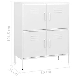 vidaXL Armoire de rangement Blanc 80x35x101,5 cm Acier pas cher