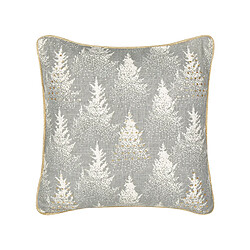 Beliani Coussin BILLBERGIA Coton 45 x 45 cm Motif de plante Gris