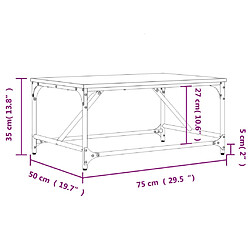 vidaXL Table basse chêne fumé 75x50x35 cm bois d'ingénierie pas cher