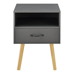 Helloshop26 Table de chevet de nuit commode à tiroir meuble bas avec espace de stockage 57 cm gris foncé 03 0006230