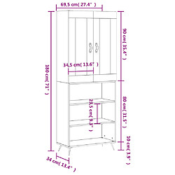 vidaXL Buffet haut Blanc 69,5x34x180 cm Bois d'ingénierie pas cher