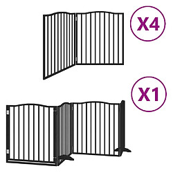 vidaXL Barrière pour chien porte pliable 12panneaux noir bois peuplier