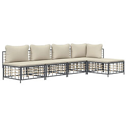 Avis Maison Chic Salon de jardin 5 pcs + coussins - Mobilier/Meubles de jardin - Table et chaises d'extérieur anthracite résine tressée -MN55212