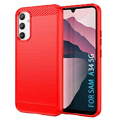 Htdmobiles Coque pour Samsung Galaxy A34 5G - housse etui silicone gel carbone + film ecran - ROUGE