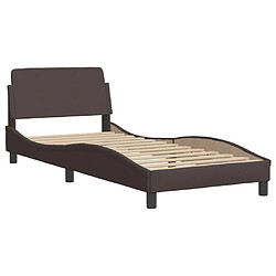 Vidaxl Cadre de lit avec tête de lit Marron foncé 90x200 cm Tissu