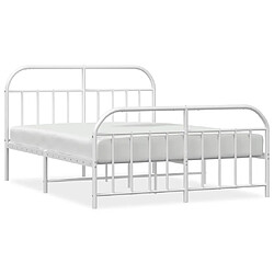 Maison Chic Lit adulte - Lit simple Cadre de lit métal avec tête de lit/pied de lit,Structure du lit Contemporain pour chambre blanc 140x200cm -MN50983