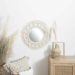 The Home Deco Factory Miroir rond bohème - Diam 55 Cm - Beige