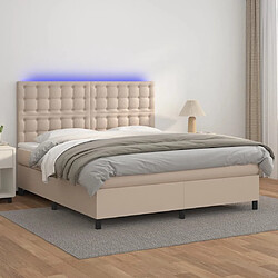 vidaXL Sommier à lattes de lit avec matelas LED Cappuccino 180x200 cm