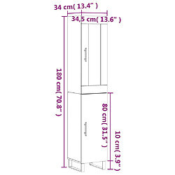 vidaXL Buffet haut Chêne marron 34,5x34x180 cm Bois d'ingénierie pas cher