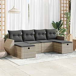 vidaXL Salon de jardin 6 pcs avec coussins gris clair résine tressée