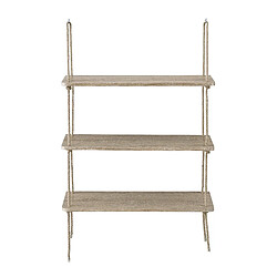 Helloshop26 Étagère murale avec 3 tablettes avec fixation de corde 60 cm aspect en bois 03_0001714