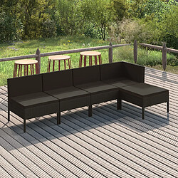 vidaXL Salon de jardin 5 pcs avec coussins résine tressée noir