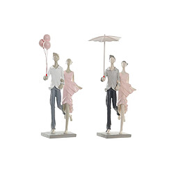 Figurine Décorative DKD Home Decor Gris Rose Résine Urbaine Couple (2 Unités) (18 x 10 x 37 cm)