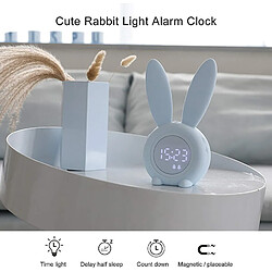 Universal Réveil lumineux pour enfants, réveil pour enfants mignon lapin réveil numérique lumineux LED avec lampe de chevet fonction somnolence contrôle du temps lumineux cadeau pour les enfants filles, garçons, (bleu)